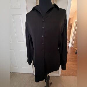 Express Black Shirt with collar Detail and tie front